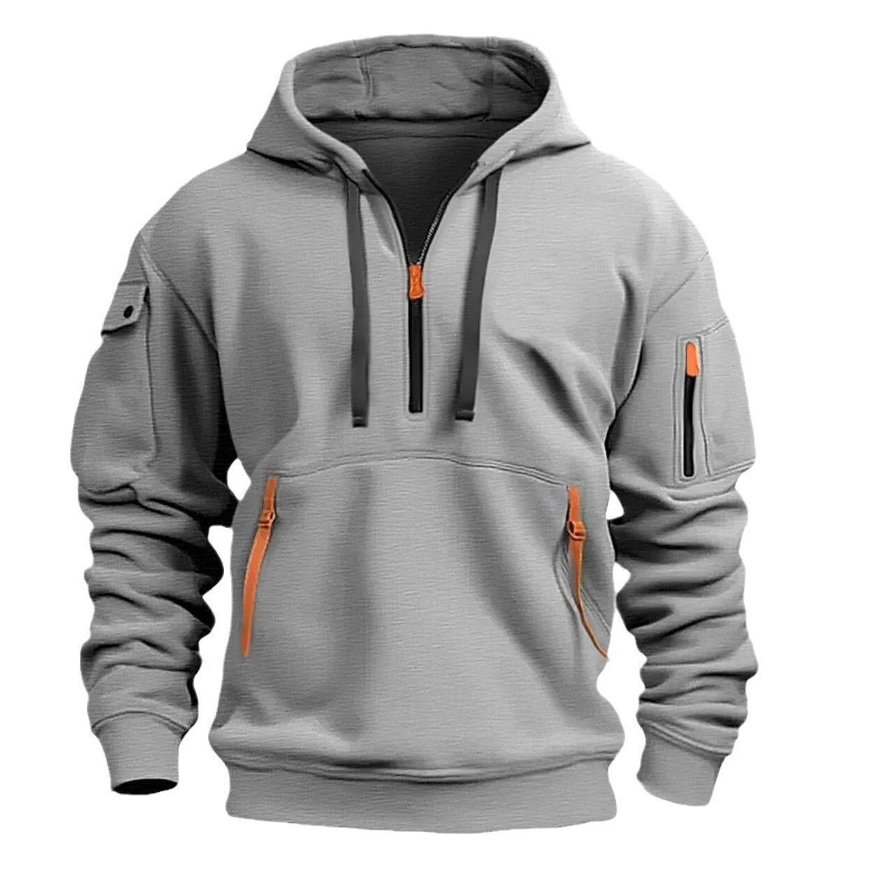 Unbranded Hoodies & Sweatshirts Half-Zip Hooded Sweatshirt with Zippered Pockets image 5