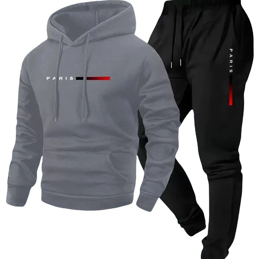 Unbranded Matching Sets Hooded Paris Graphic Sweatshirt and Jogger Set image 2