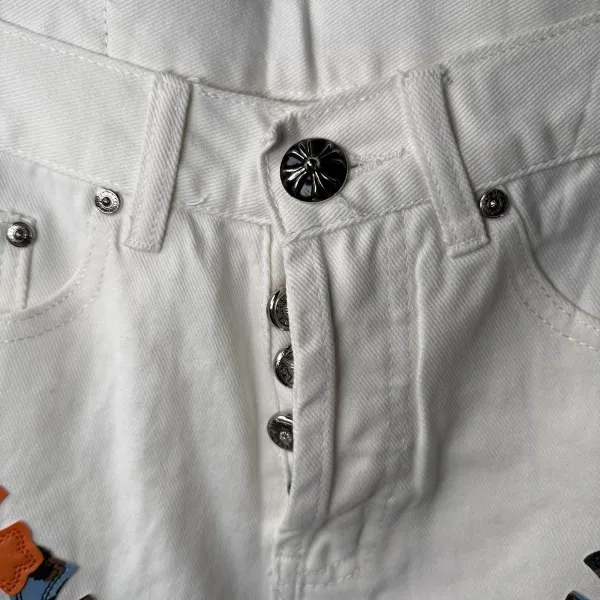 Chrome Hearts Cross-Embroidered White Straight-Leg Jeans - 16