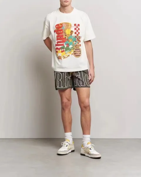 Rhude Logo Stripe Swim Shorts Blue White Mint - 7