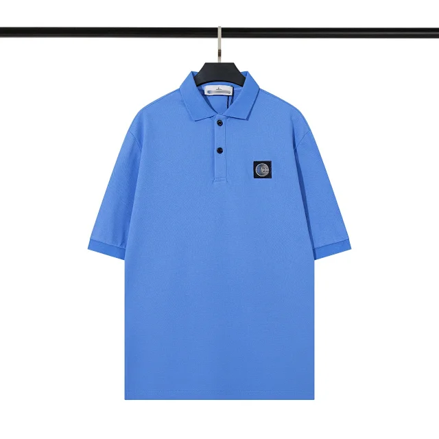 Stone Island T-Shirts Short-Sleeve Polo Shirt with Compass Badge and Striped Trim product detail image 7