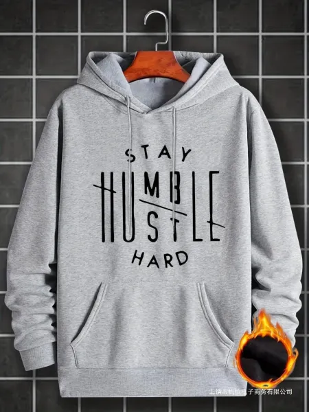 Design Stay Humble Hustle Hard Gray Hoodie - 3