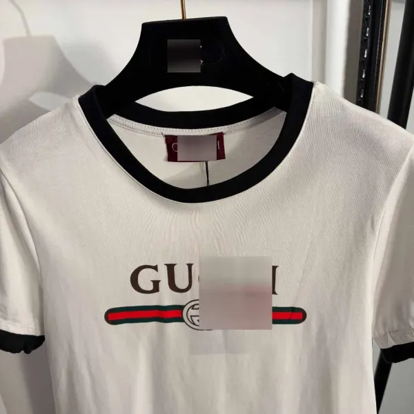 Gucci Logo Print Ruffled Sleeve Red T-Shirt - 6