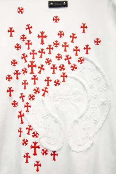 Chrome Hearts Cross Embroidery White T-Shirt - 9