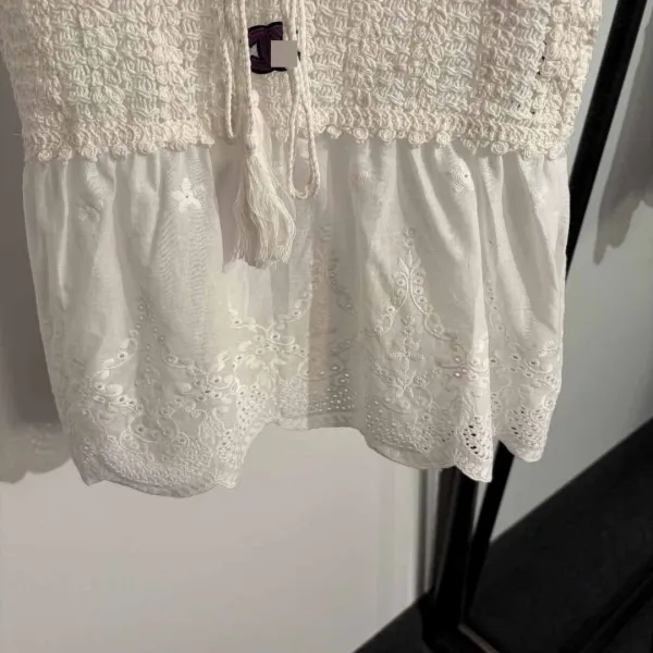 Design Smocked Lace Camisole Top White - 6