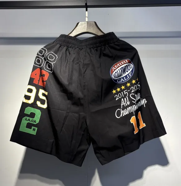 Amiri Varsity Print Shirt and Shorts Set Black - 12