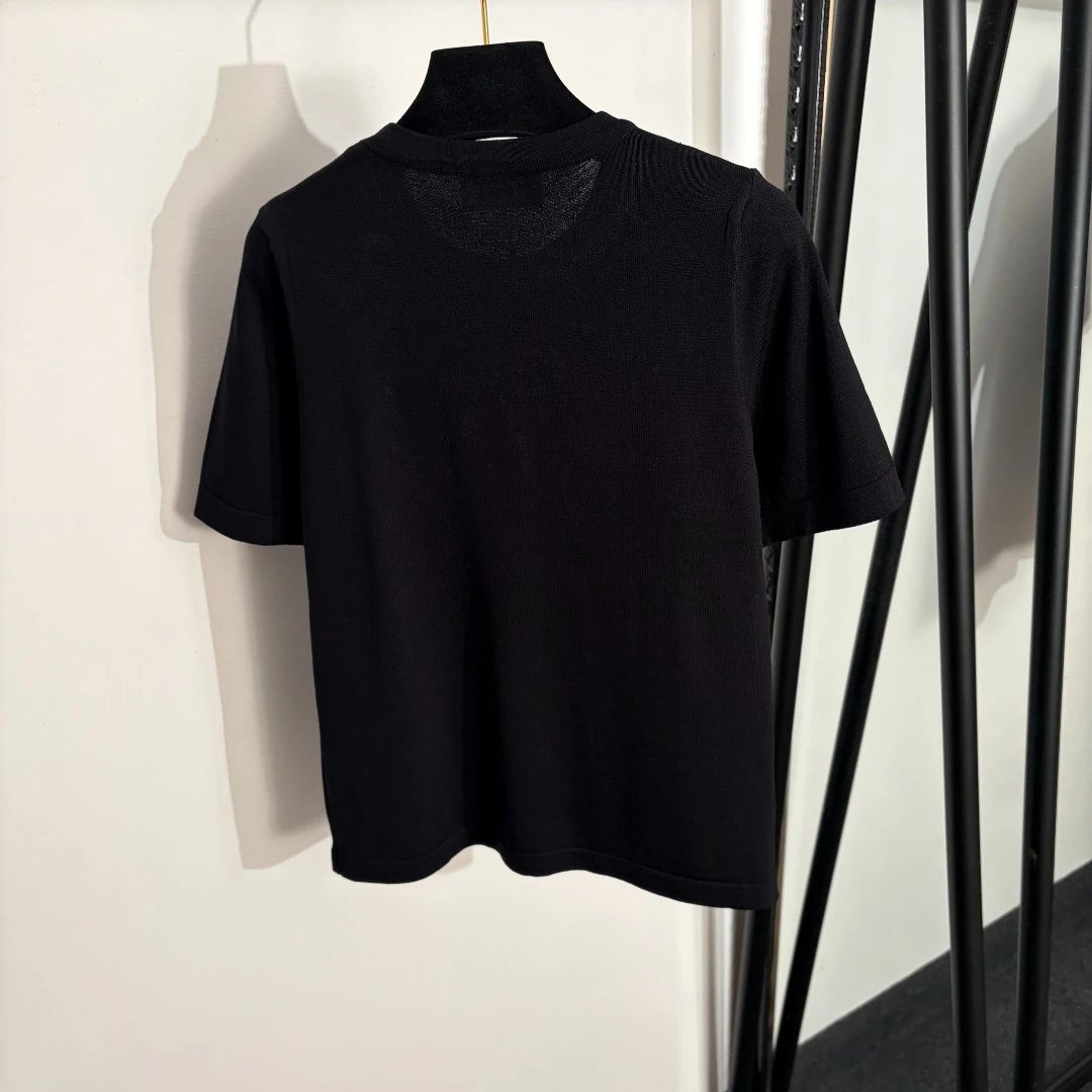 Unbranded Knitwear Short-Sleeve Rhinestone Bow Knit Top image 3