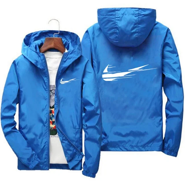 Unbranded Jackets Hooded zip-up windbreaker with abstract swoosh-style graphic product detail image 8
