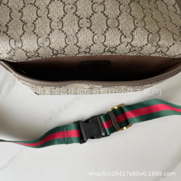 Gucci GG Marmont Belt Bag Beige Canvas with Web Strap Crossbody Bag - 3