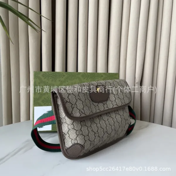 Gucci GG Marmont Belt Bag Beige Canvas with Web Strap Crossbody Bag - 5