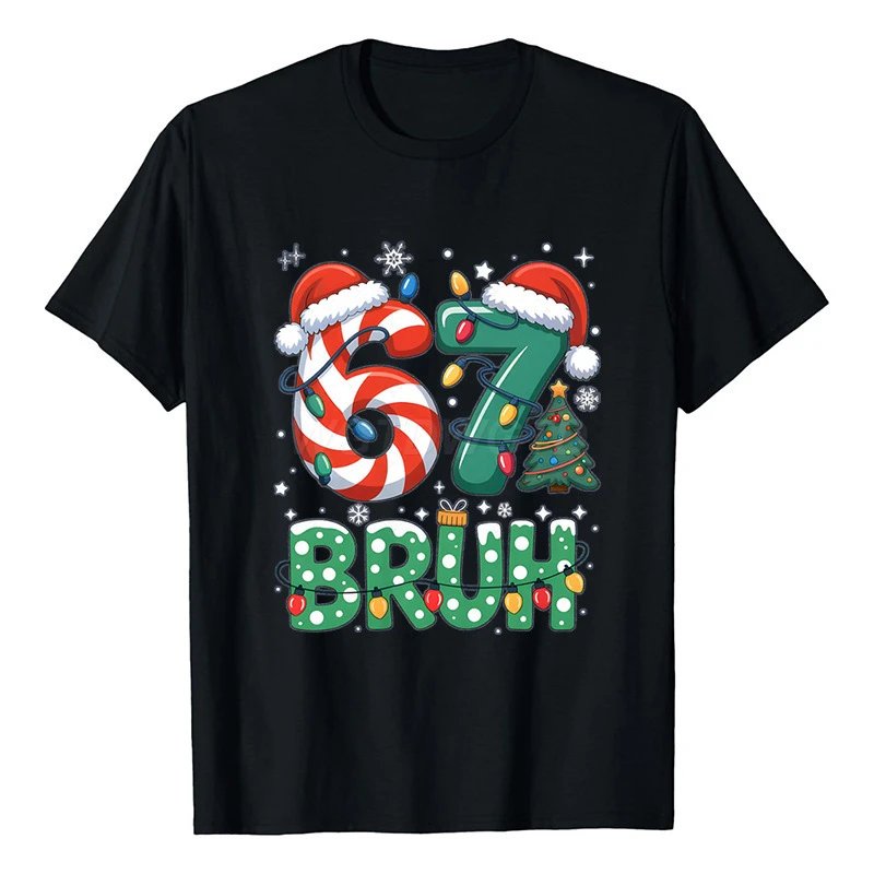 Design 67 Bruh Christmas Graphic T-Shirt Black