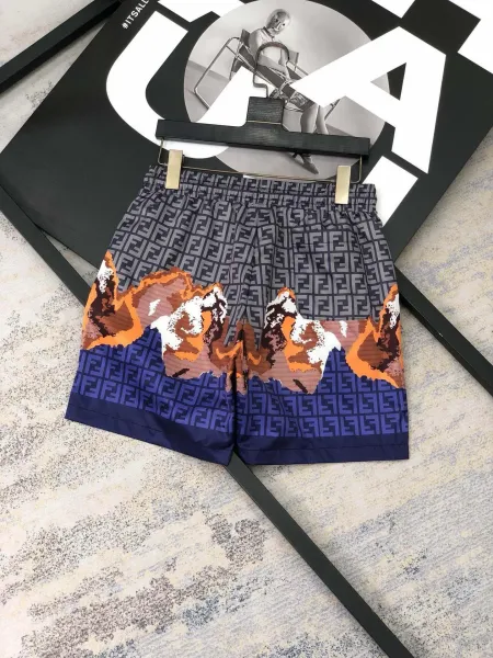 Fendi FF Logo Print Wave Motif Shorts Multicolor - 3
