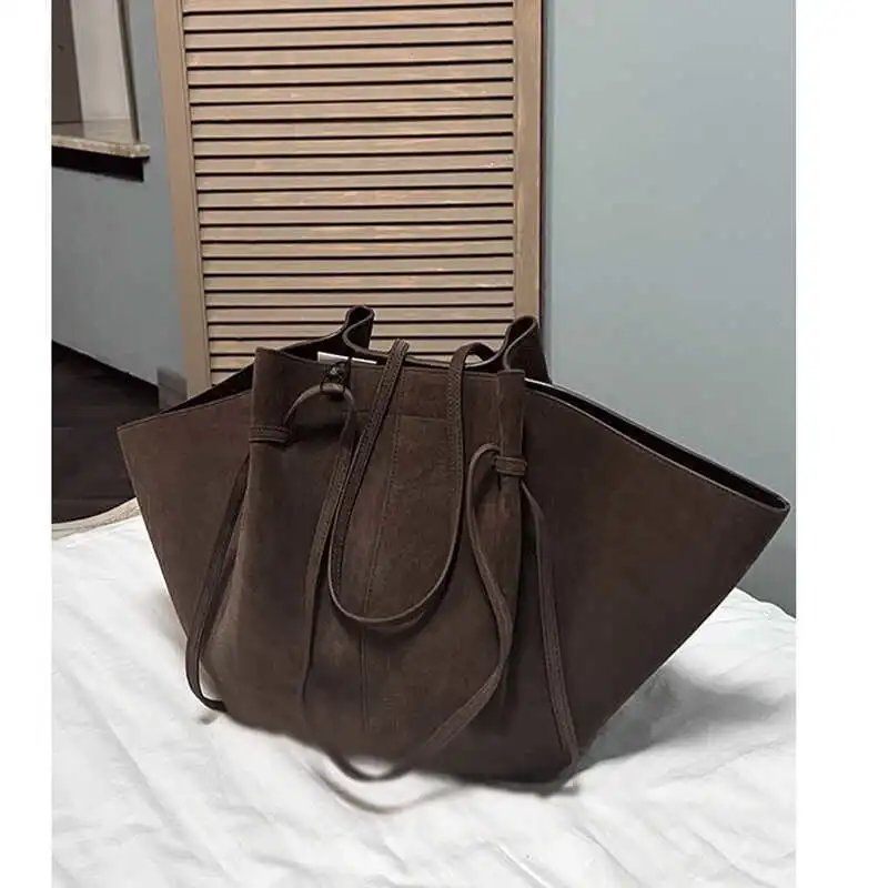 Brown Suede Tote Bag