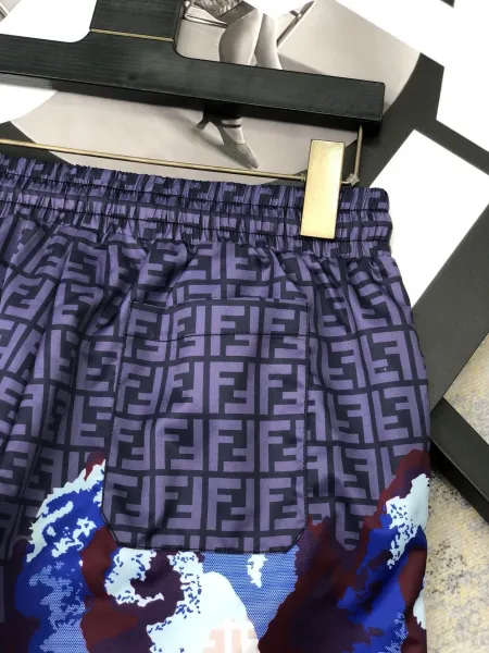 Fendi FF Logo Print Wave Motif Shorts Multicolor - 12