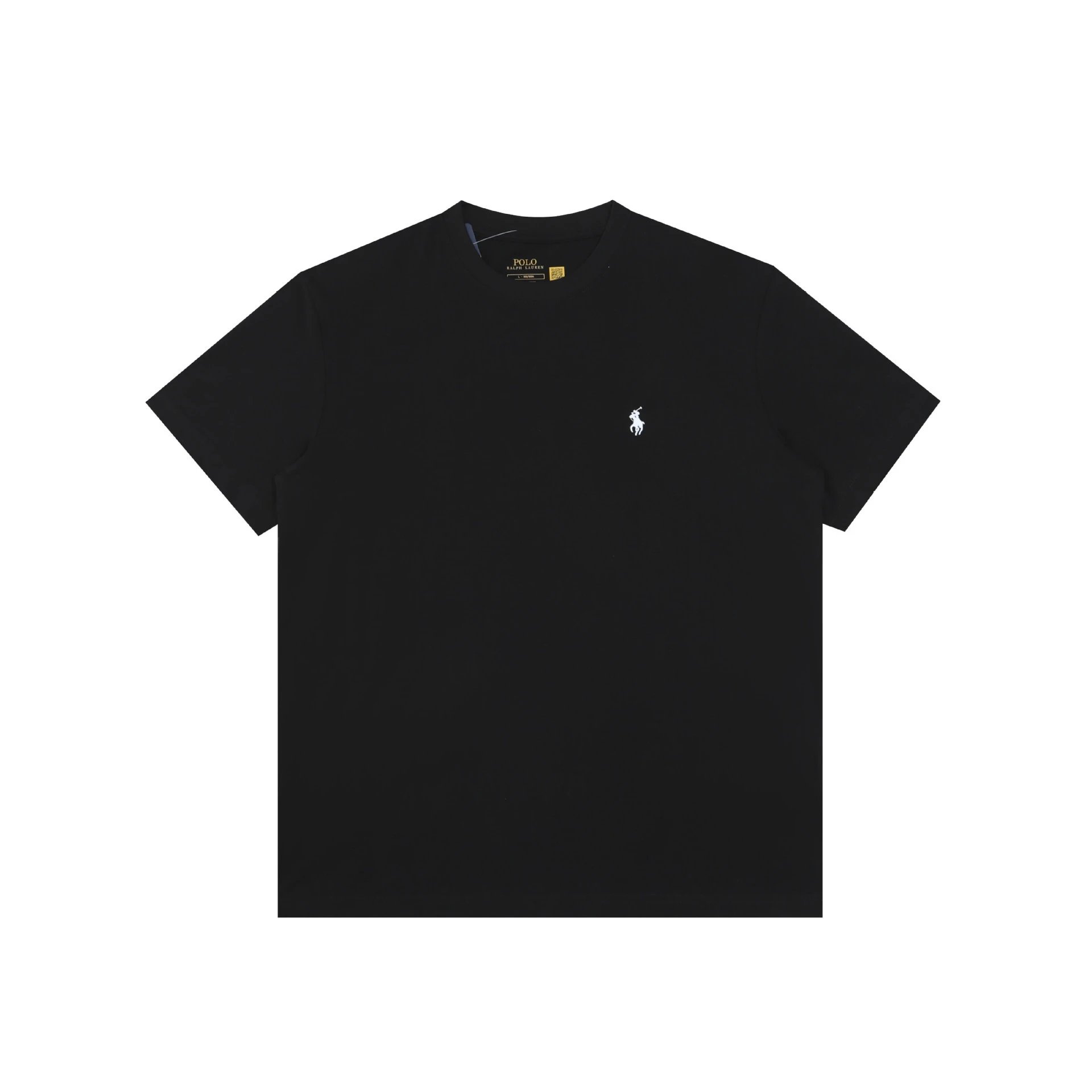 Polo Ralph Lauren T-Shirts Crew Neck T-Shirt with Embroidered Pony Logo — Black with a white label