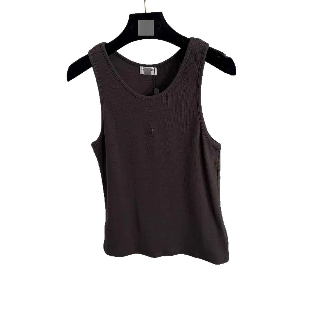 Saint Laurent Vests Ribbed Logo-Embroidered Tank Top image 5