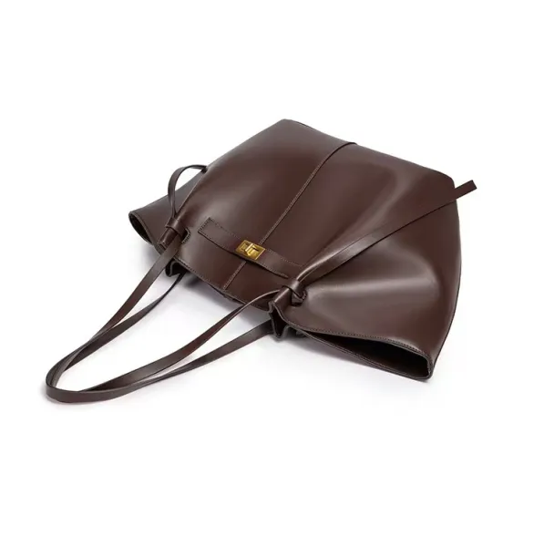 Design Tote Bag Cognac Leather Handbag - 14