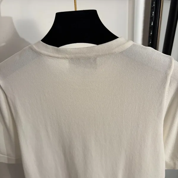 Chanel Embellished Bow Knit T-Shirt Black - 8