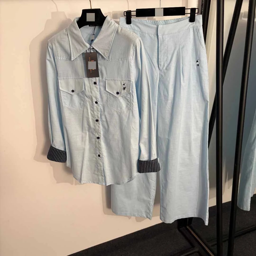 Ralph Lauren Matching Sets Long-sleeve button-up shirt and trousers set with chest flap pockets image 2