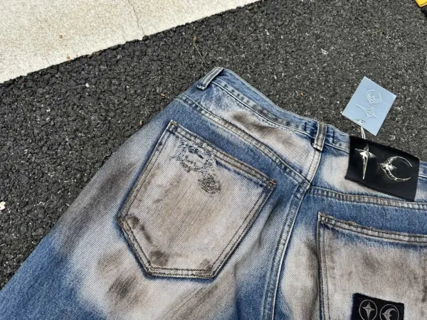 Design Distressed Wide-Leg Raw-Hem Jeans Blue - 16
