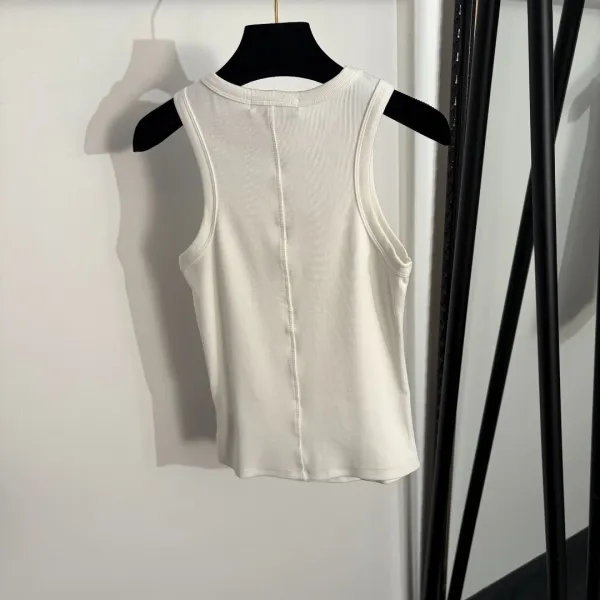 Valentino Ribbed Knit Tank Top Brown Vest Top - 5