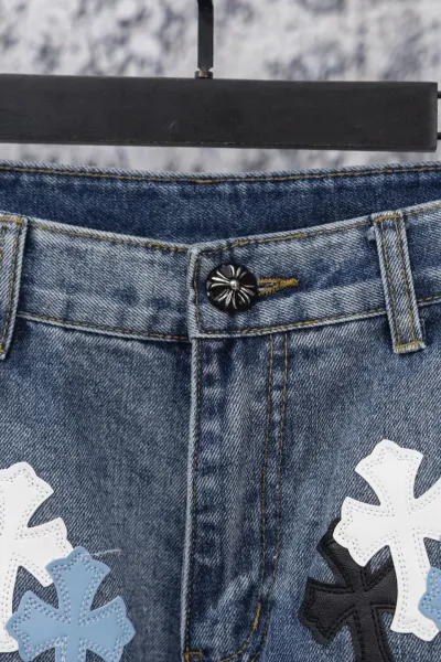 Chrome Hearts Cross Patch Distressed Denim Jeans - 50