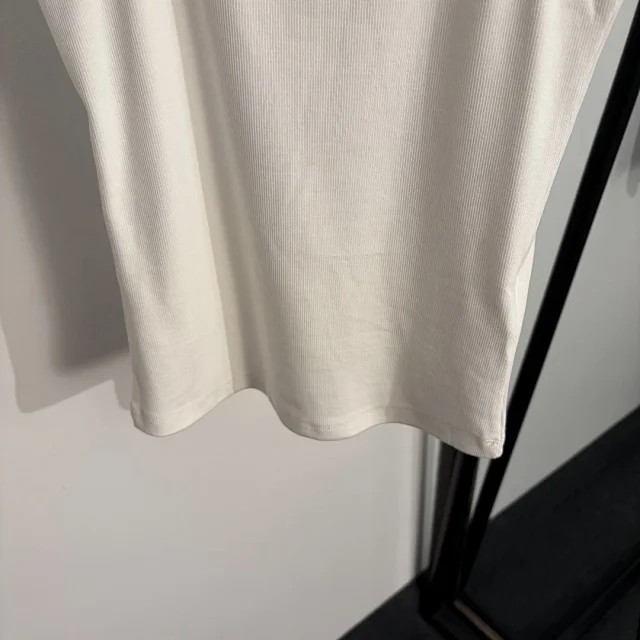 Celine Vests Ribbed sleeveless tank top with gold Triomphe emblem product detail image 5