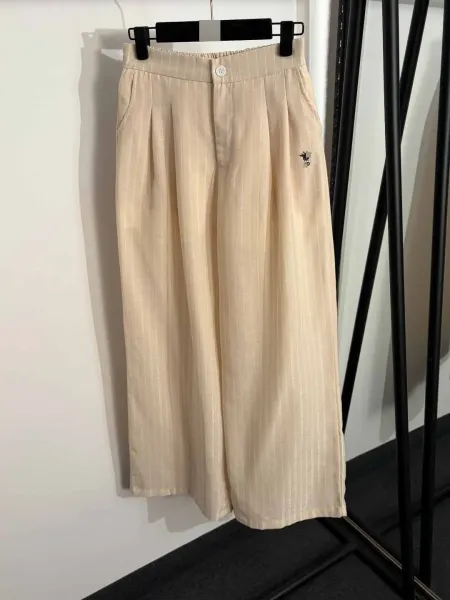 Design Short-Sleeve Shirt and Wide-Leg Pants Set Beige Linen-Blend Casual Set - 6