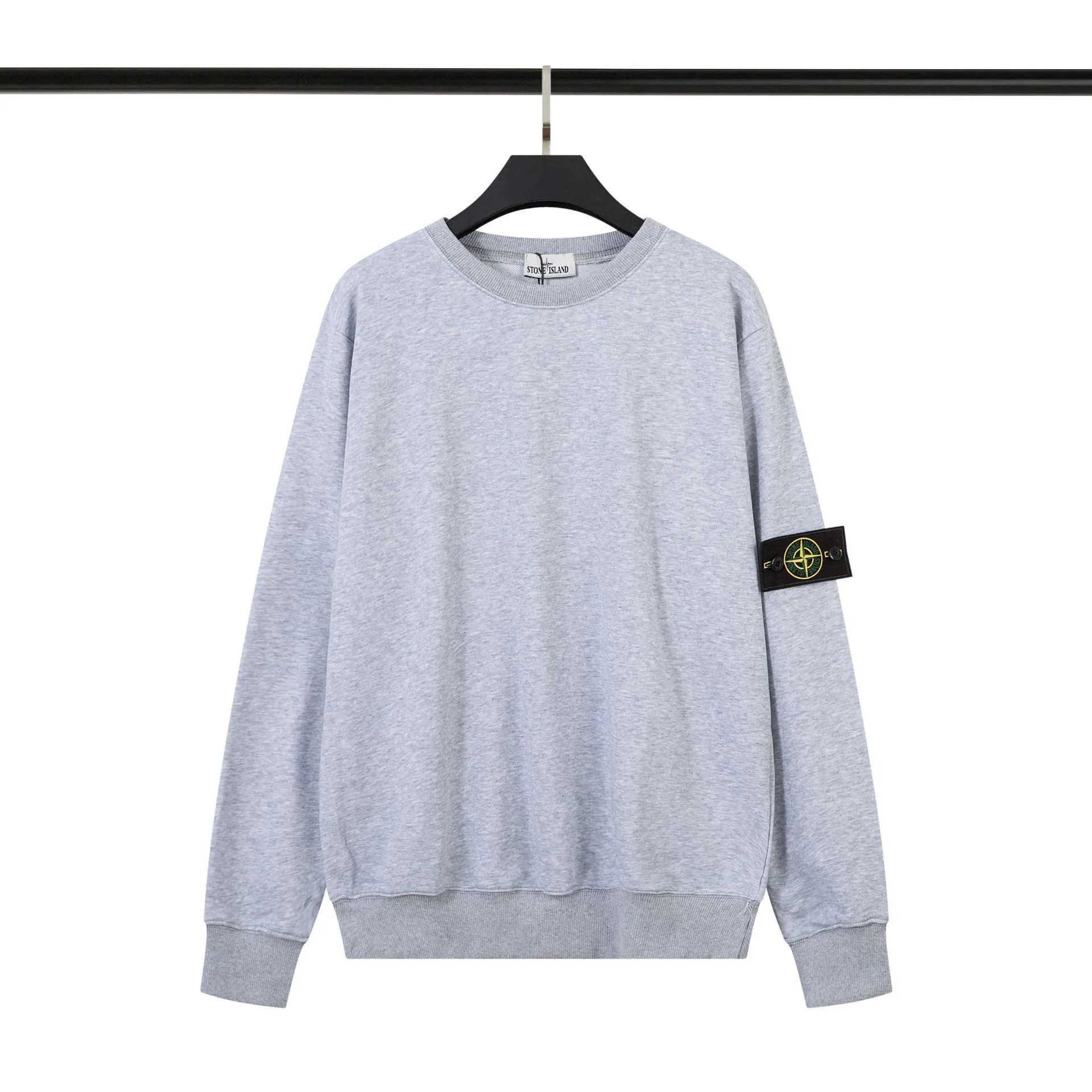 Stone Island Hoodies & Sweatshirts Crewneck Sweatshirt with Compass Badge — Light gray