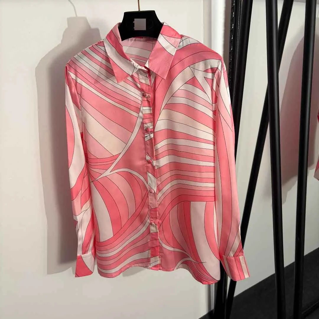 Prada Silk Shirt and Skirt Set Blue Abstract Print - 5