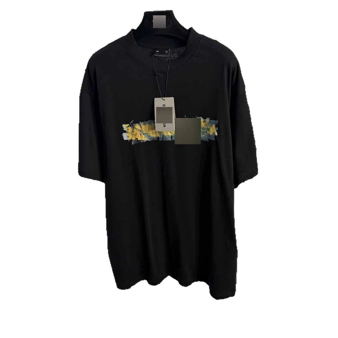 Unbranded T-Shirts Short-Sleeve T-Shirt with Contrast Brushstroke Chest Print image 5