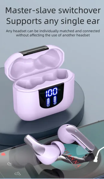 Design TWS Earbuds with LED Display White - 5
