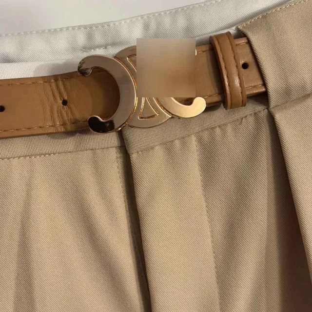 Unbranded Trousers High-Waist Wide-Leg with Belt product detail image 6