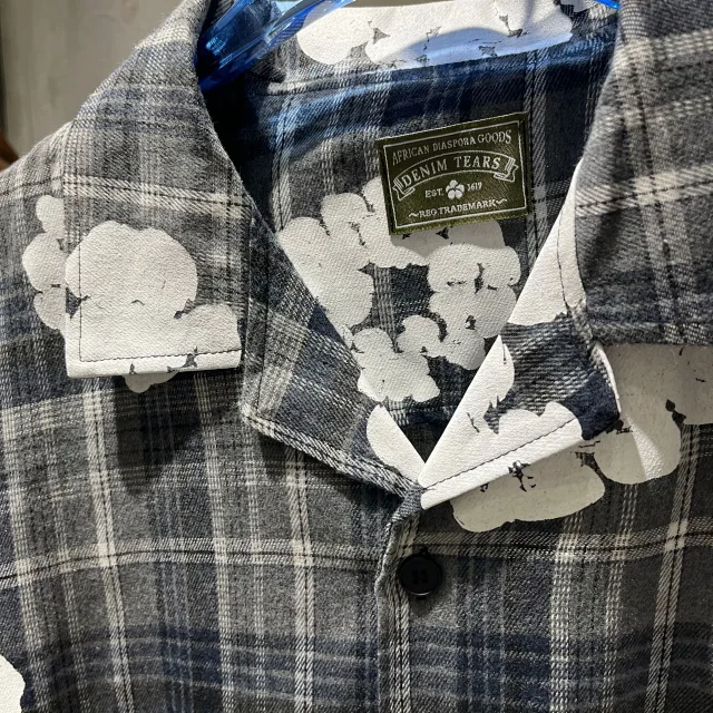 Denim Tears Shirts Plaid floral-print short-sleeve button-up shirt product detail image 23