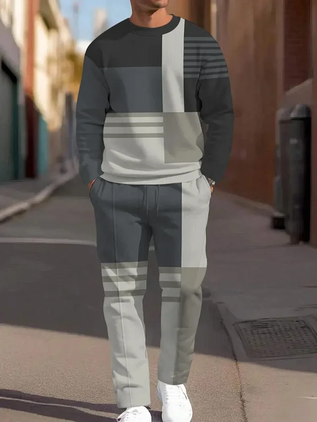 Unbranded Tracksuits Crewneck sweatshirt and striped trousers set product detail image 12
