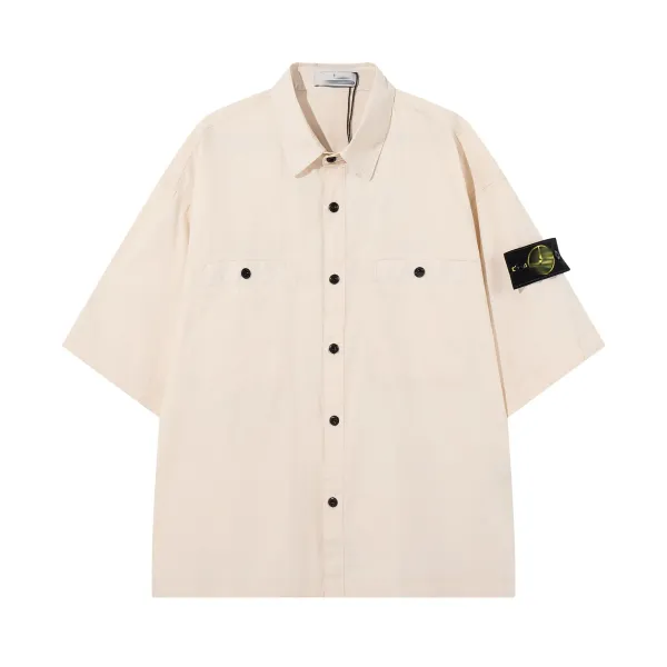 Stone Island Oversized Short-Sleeve Shirt Beige Tops Shirt - 8