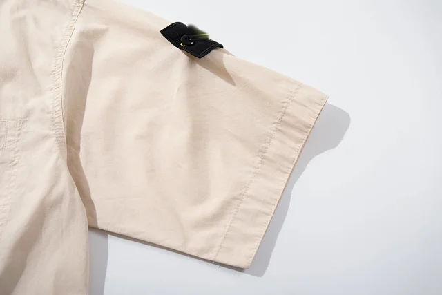 Stone Island Shirts Short-Sleeve Button-Up Overshirt with Compass Arm Patch and Chest Pocket product detail image 13