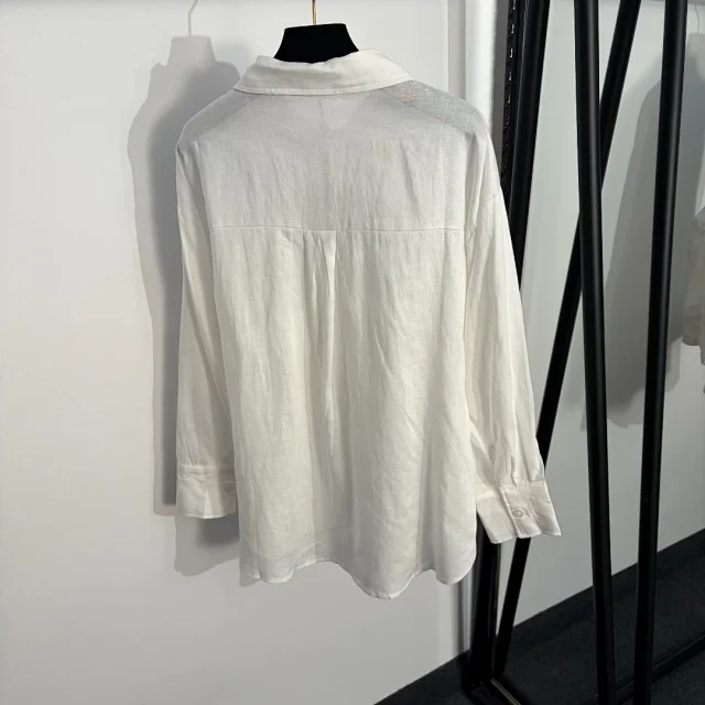 Loro Piana Matching Sets Embroidered Pocket Linen Shirt and Drawstring Shorts Set product detail image 4