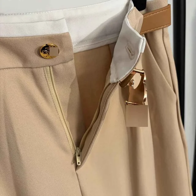 Unbranded Trousers High-Waist Wide-Leg with Belt product detail image 7
