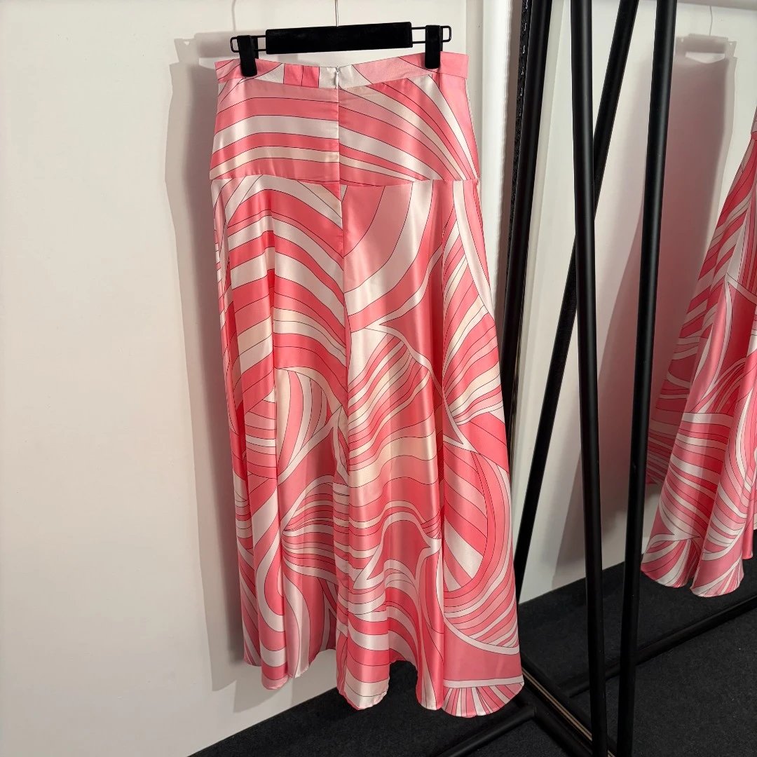 Prada Silk Shirt and Skirt Set Blue Abstract Print - 8