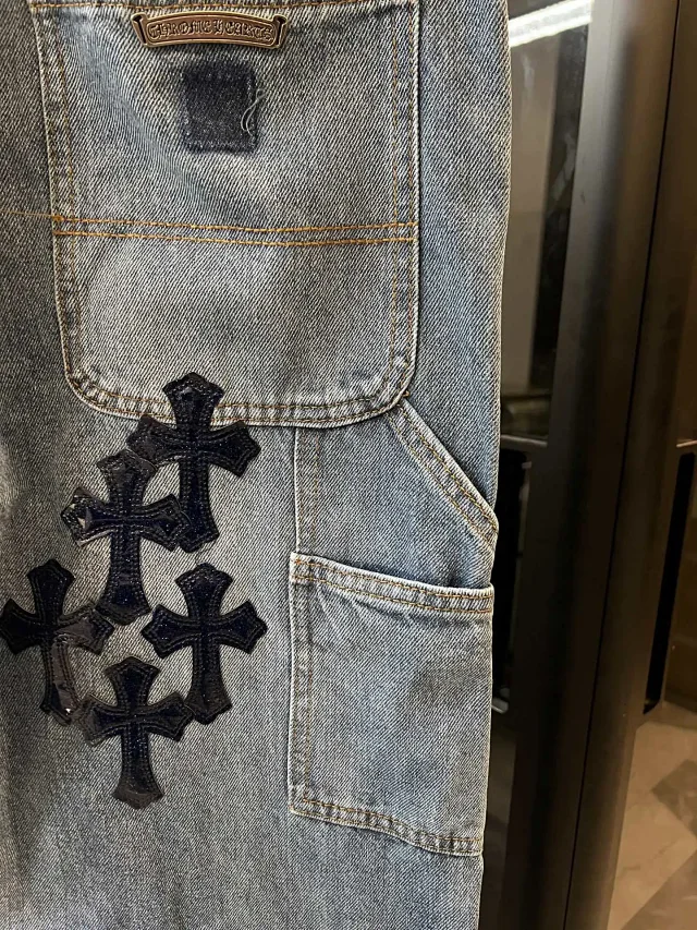Unbranded Jeans Light-wash carpenter with cross appliqués product detail image 18