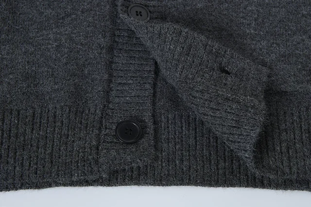 Stone Island Knitwear Button-Front Crewneck Cardigan with Sleeve Compass Badge product detail image 9