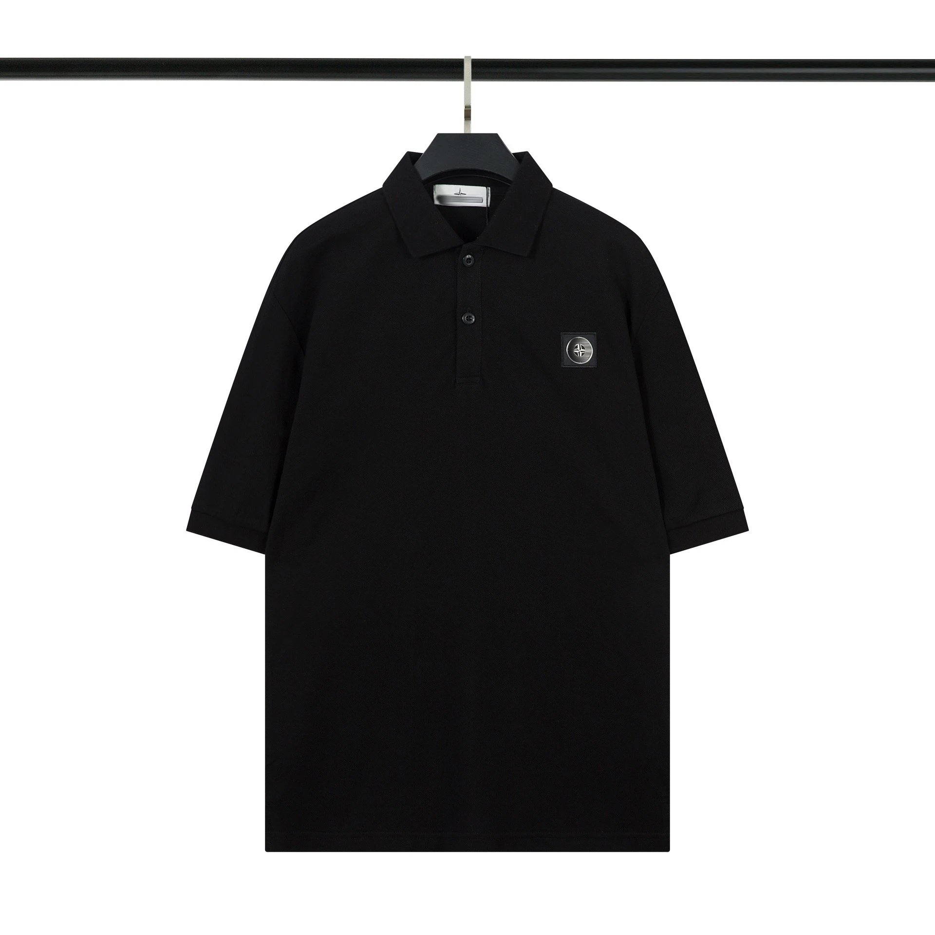 Stone Island T-Shirts Short-Sleeve Polo Shirt with Compass Badge and Striped Trim image 4