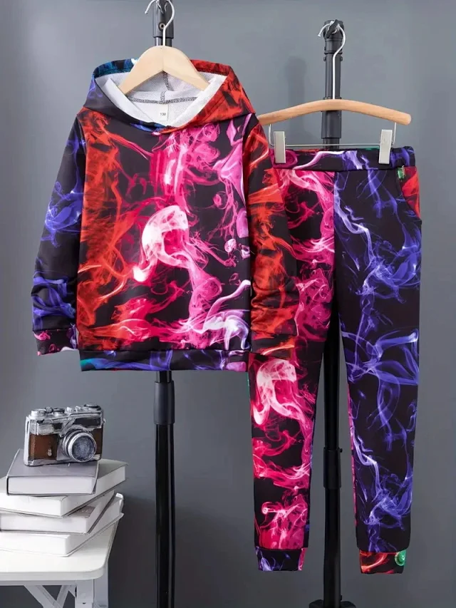 Unbranded Tracksuits Children's hooded graphic sweatshirt and jogger set product detail image 20