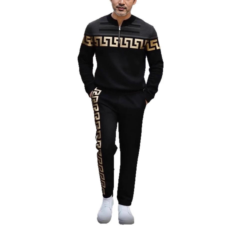 Unbranded Tracksuits Men's half-zip printed tracksuit set image 5