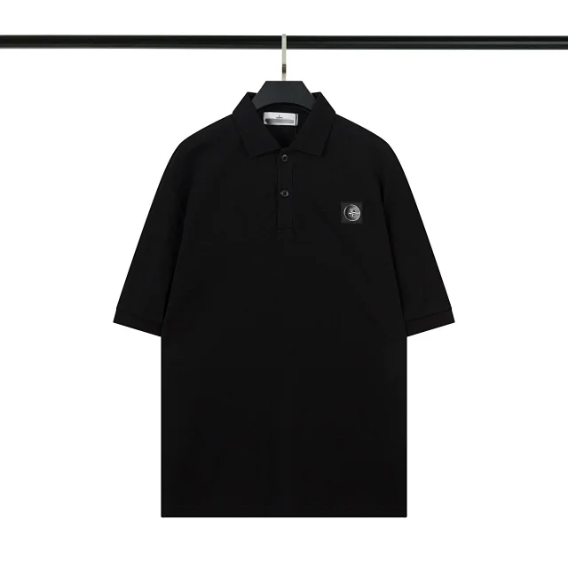 Stone Island T-Shirts Short-Sleeve Polo Shirt with Compass Badge and Striped Trim product detail image 2