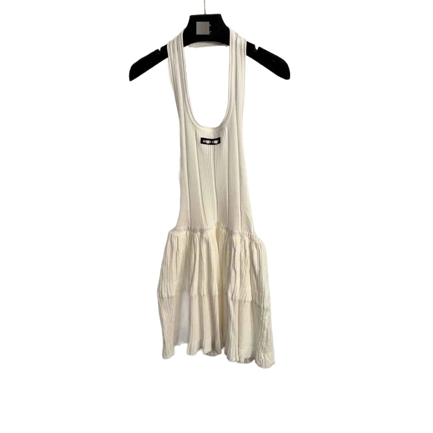 Miu Dresses Ribbed Knit Halter Backless Tiered Dress image 5