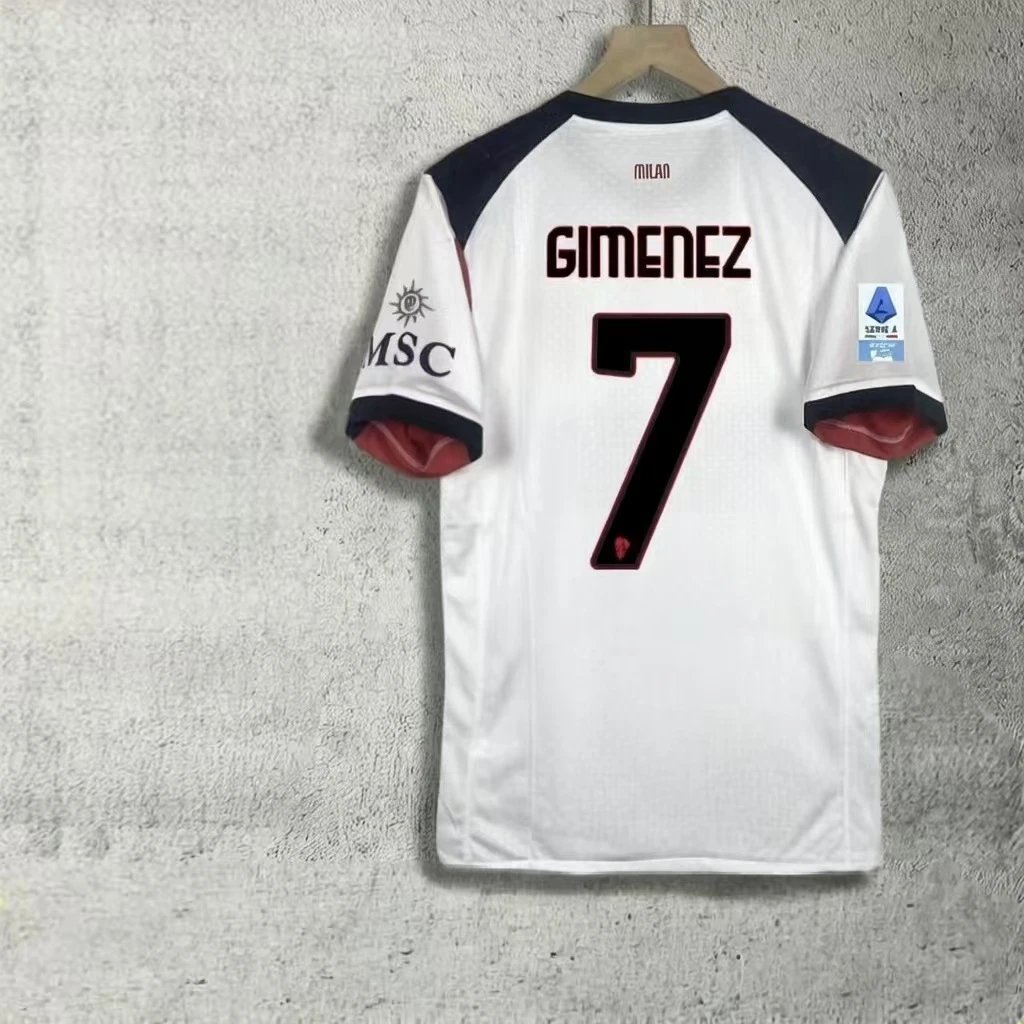 AC Milan 2023-24 Away Jersey White with Navy and Red Accents