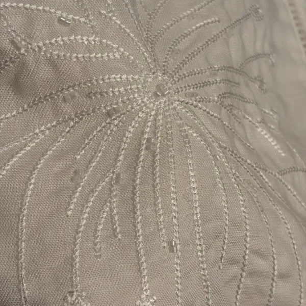 Design Embroidered Linen Shirt and Drawstring Pants Set Beige - 9