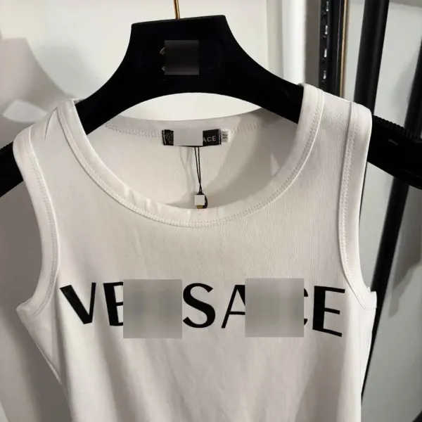 Versace Logo Print Black Vest-Top - 6